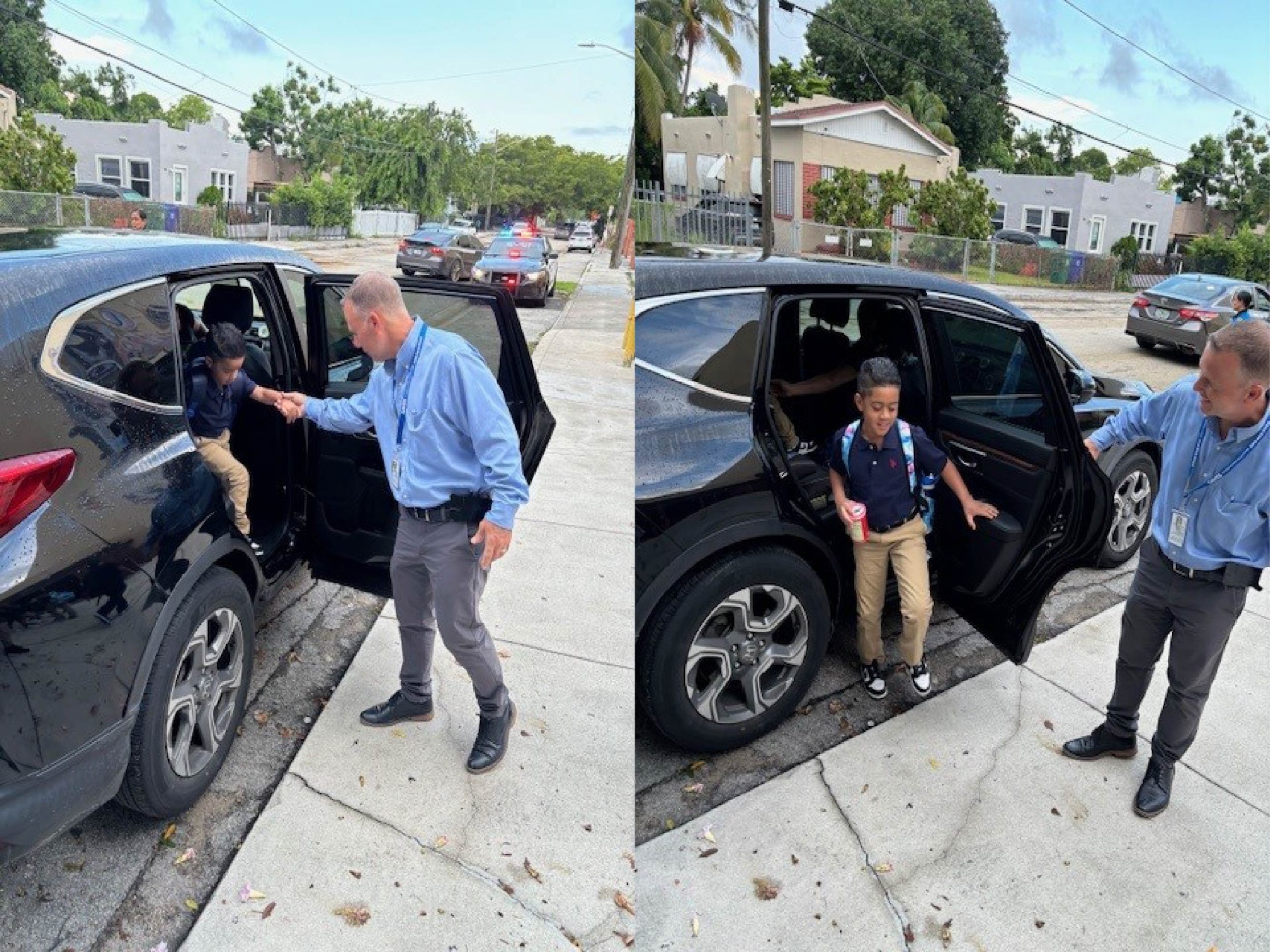 Mr. Molliner assisting on First Day of school at Santa Clara Elementary